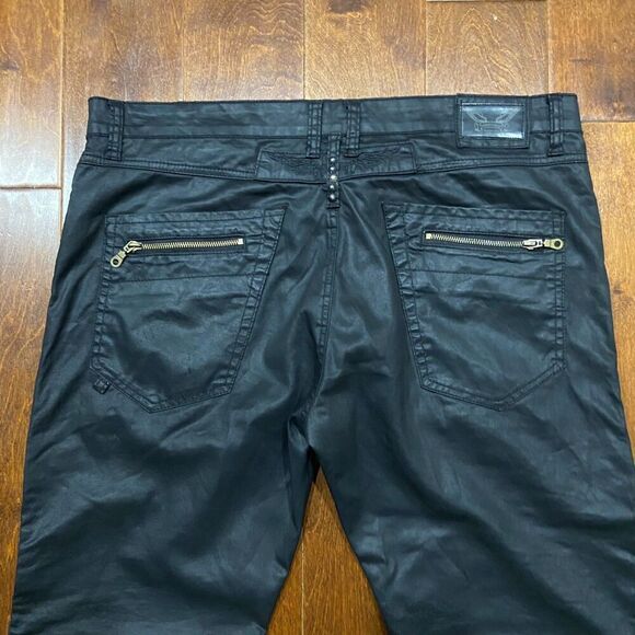 Robin's Jeans Ribbed Moto Zipper Straight Leg Black White Pants Men's 40 x 34 - Picture 8 of 14